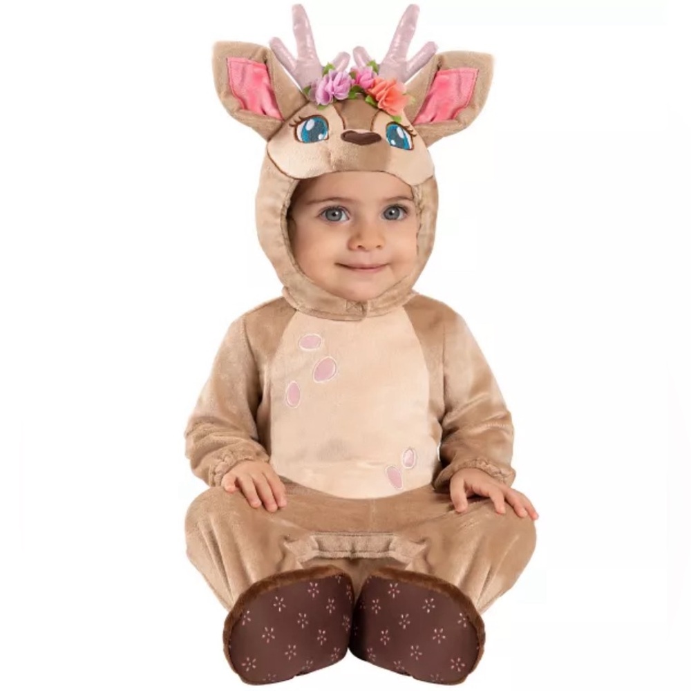Baby Fawn Deer Halloween Costume 12-18M Faux Fur One Piece Woodland